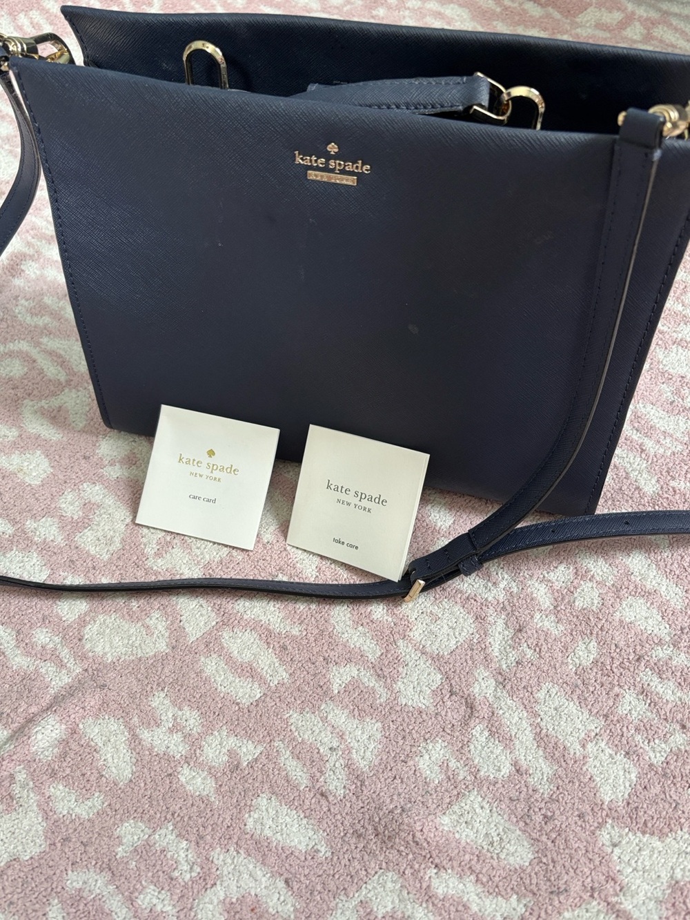 kate spade flawed gem Navy Saffiano Leather Bag